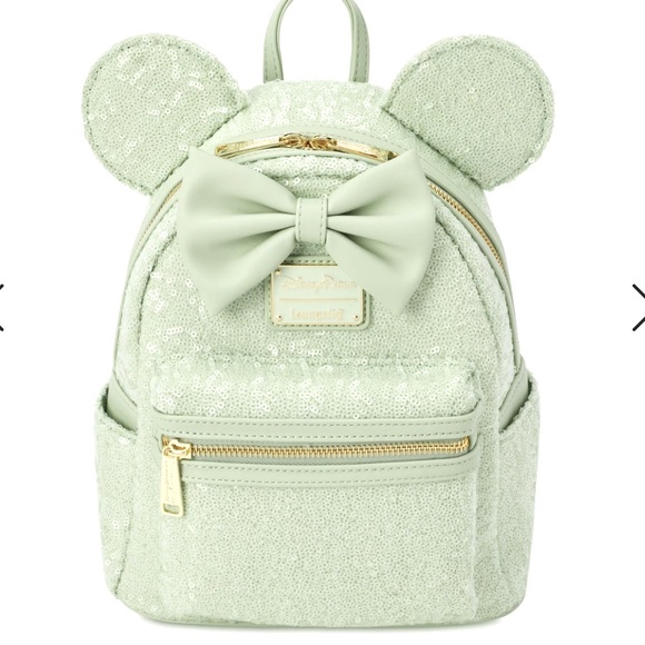 Loungefly Handbags - Disney Mint Green Loungefly Sequin Backpack NWT